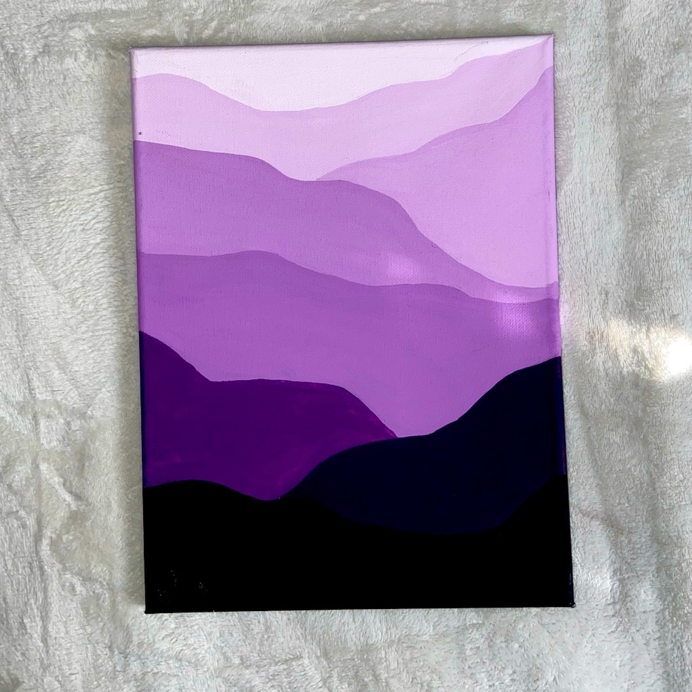 Hand painted Monochromatic Mountain Painting Set